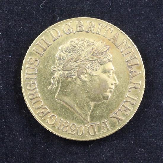 A George III gold sovereign, 1820